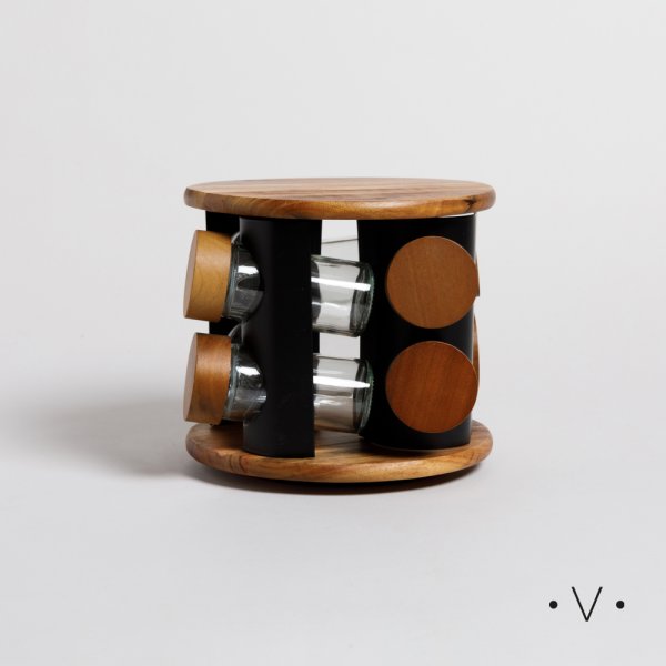 ESPECIERO REDONDO GIRATORIO X8 FRASCOS 16X18 CM VASSA HOME