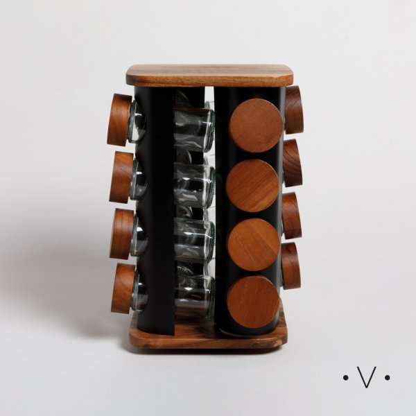 Especiero Cuadrado Giratorio X16 Frascos 27X16 Cm Vassa Home