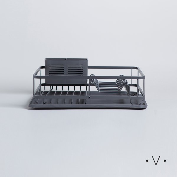 [4113871] Escurridor De Platos Con Porta Utensilios 44X31 Aluminio Cm Vassa Home