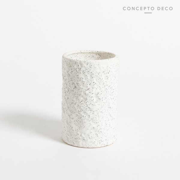 Portacepillo Granito Redondo Blanco 11Cm