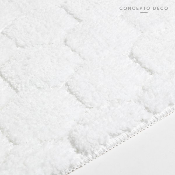 [1650239] Alfombra Microfibra Octágono Blanca 40X60Cm