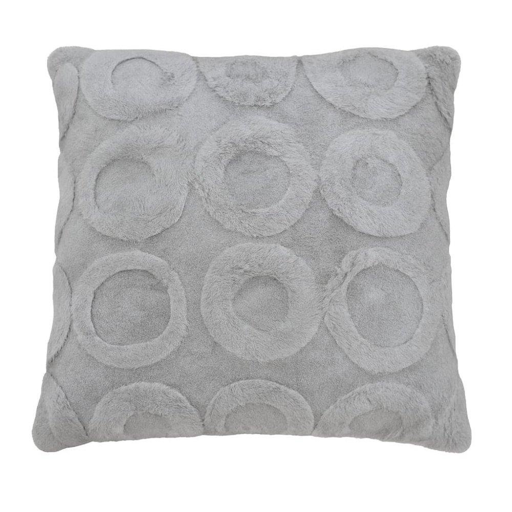 FUNDA DE ALMOHADÓN 40 X 40 CM TRAMA CÍRCULOS GRIS