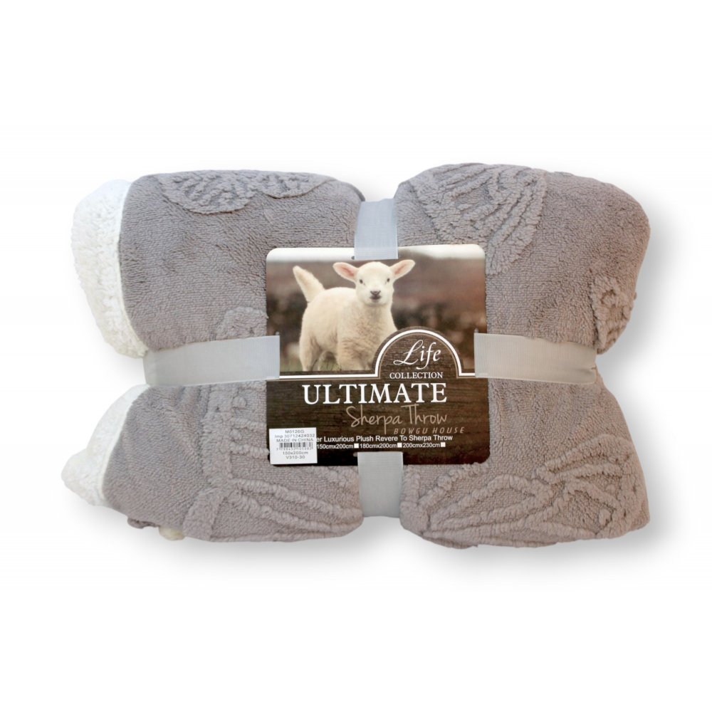 MANTA 150 X 200 CM POLAR GRIS BORDE BLANCO