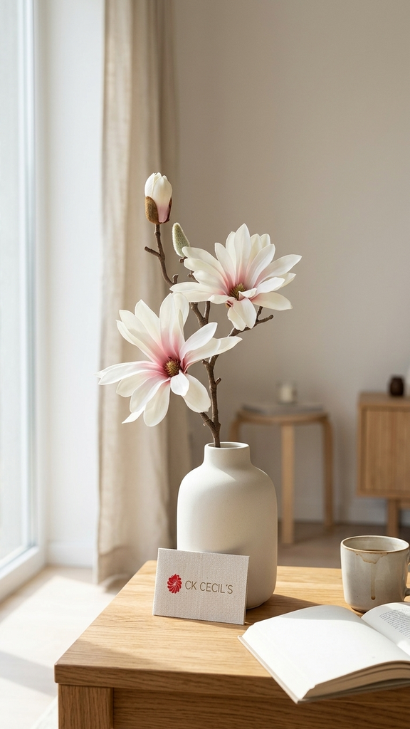 [4130411] Magnolia Spray X 46 Cm. Cream Pink
