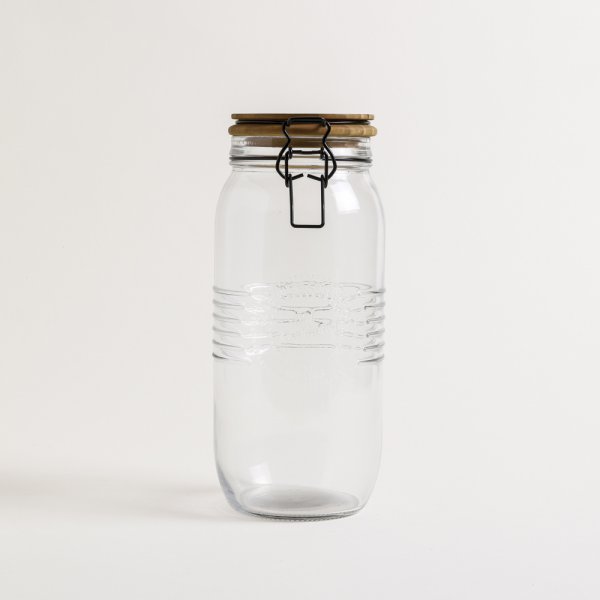 FRASCO HERMETICO CIERRE NEGRO TAPA MADERA OLD FASHIONO 2000 ML 