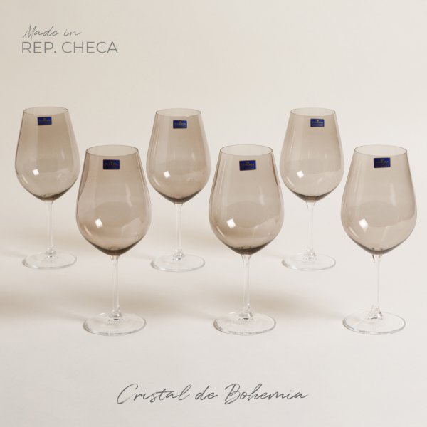 SET X 6 COPAS DE CHAMPAGNE DE CRISTAL DE BOHEMIA ANSER BROWN 160 ML