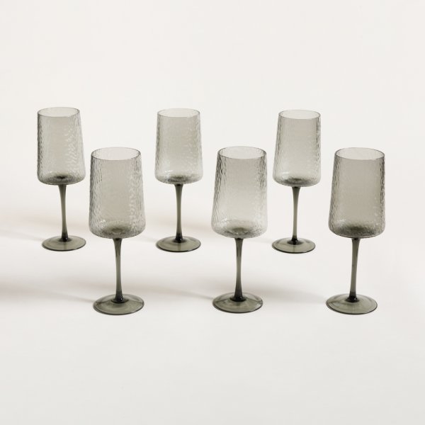[4114000] Set X 6 Copas Martillé Grey 600 Ml
