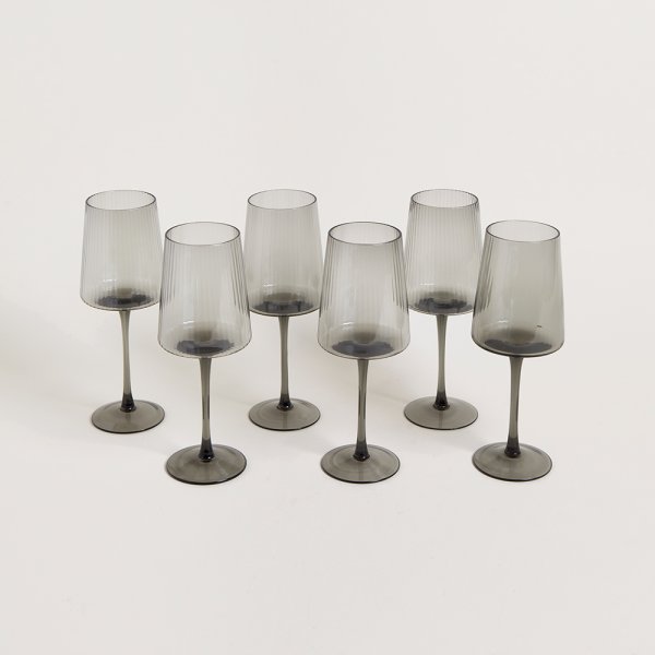 Set X 6 Copas Facetadas Grey 430 Ml