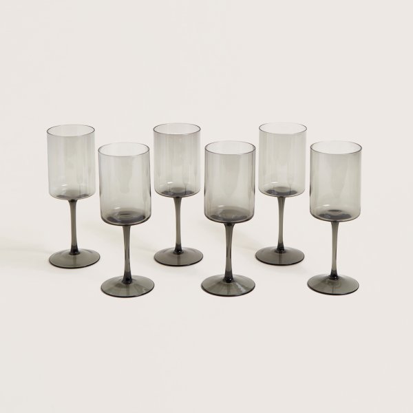 SET X 6 COPAS LISAS GREY 420 ML