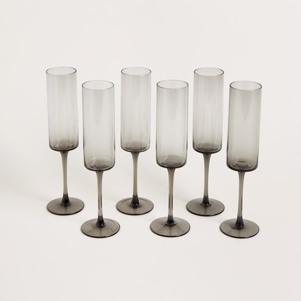 SET X 6 COPAS DE CHAMPAGNE LISAS GREY 250 ML