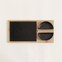 TABLA DE QUESOS BAMBOO Y VIDRIO NEGRO CON RECIPIENTES 34X17 CM
