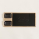 Tabla De Quesos Bamboo Y Vidrio Negro Con Dos Recipientes 34X16 Cm