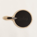 TABLA DE QUESOS BAMBOO Y VIDRIO NEGRO CON CUCHILLO 34X22 CM