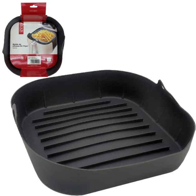 [140925] Molde Cuadrado Silicona Con Manija 17 Cm Air Fryer