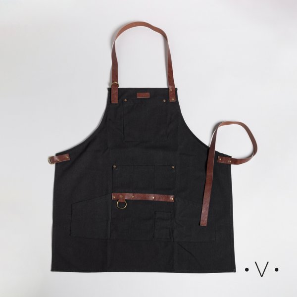[4110282] Delantal De Cocina Negro 75X68 Cm Vassa Home