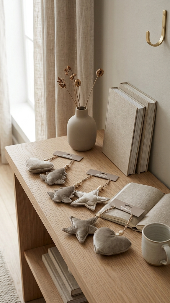 [131251] Kih Adornos Navideños Colgantes De Tela 17 Cm X 2 Beige Alparamis