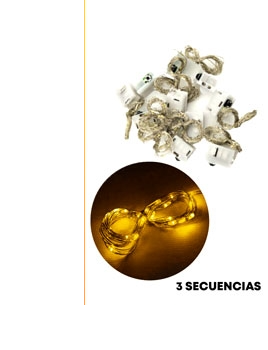 [42075] Guirnalda Microled Alambre 20 Luces 2M 3 Secuencias Incluye Pila Ag13 Calida