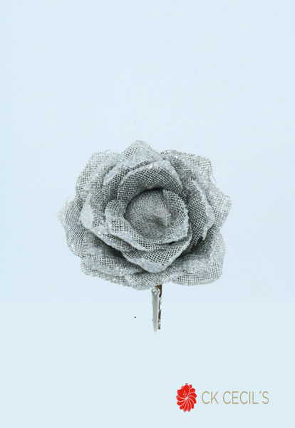 Rosa Con Clip X 12 Cm. Silver