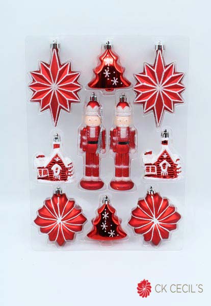 CAJA DECO NAVIDAD SURTIDO X 10 RED WHITE