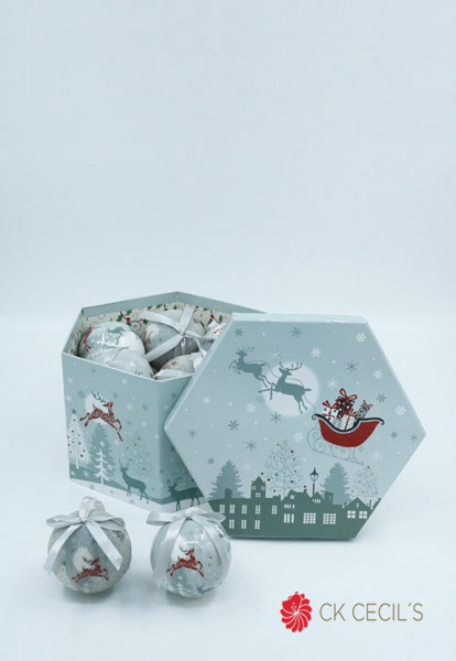 CAJA BOLAS REGALO X7.5CM.X14PC SHINY FROSTY