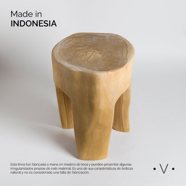 BANCO REDONDO LAOS 40X30 CM VASSA HOME