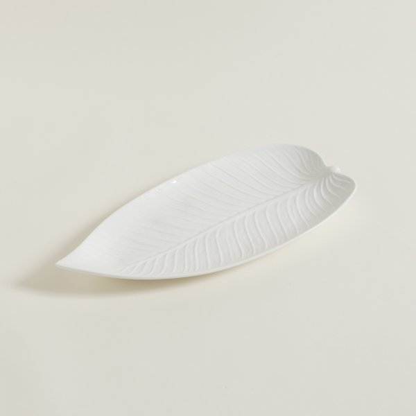 Bandeja De Porcelana Hoja 45X21 Cm