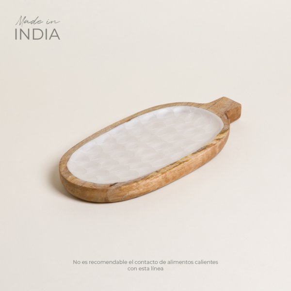 [4114406] Bandeja Oval Con Mango Jalpari 30X14 Cm