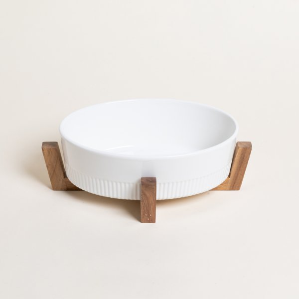 Fuente Ovalada Para Horno Con Base De Acacia 25,5X21 Cm