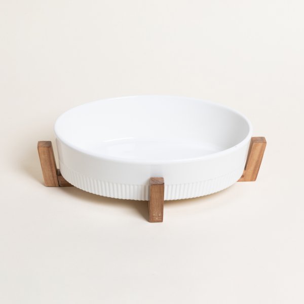 FUENTE OVALADA PARA HORNO CON BASE DE ACACIA 30,5X22 CM