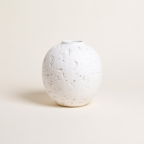 Jarron Esfera Jhari White 21X20 Cm