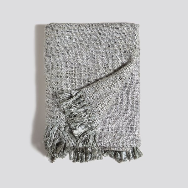 [4114631] Manta Kodra De Algodon Y Lino Grey 130X170 Cm Vassa Home