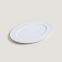 Plato Oval Porcelana Blanca Diseño Espigado 40.5 X 29.5 Cm