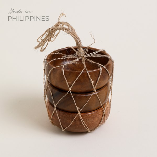 [4114158] Set De 3 Copetineros Redondos Acacia Manila 10 Cm