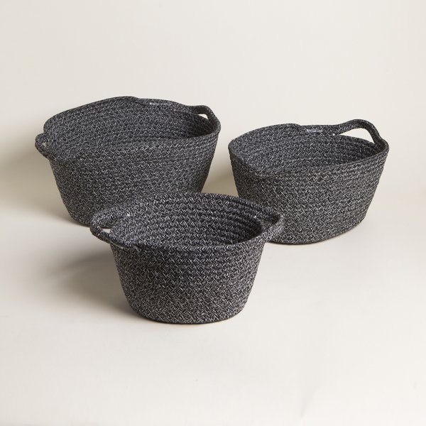 [4114308] Set X 3 Organizadores Ovalados Bakri Dark 13,5X28,5X22 Cm / 15,5X34X26 Cm / 18X41X29 Cm