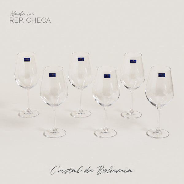 [4114493] Set X 6 Copas De Cristal De Bohemia Sarah 520 Ml