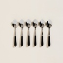 SET X 6 CUCHARAS DE ACERO CON MANGO DE CERAMICA NEGRO 14,5 CM