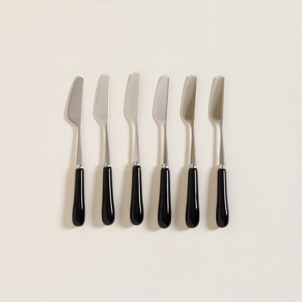 [4114418] Set X 6 Untadores De Acero Con Mango De Ceramica Negro 15 Cm