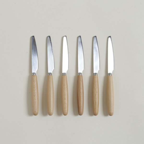 SET X 6 UNTADORES DE ACERO MANGO DE MADERA 17CM