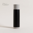 Termo De Acero Inoxidable Negro Tapa Plana Gris Claro 750 Ml