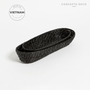 Bandeja Rattan Oval Negro S 35,5 X 6 Cm