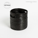 Canastos Rattan Negro Cilindrico L 25 X 25,5 Cm