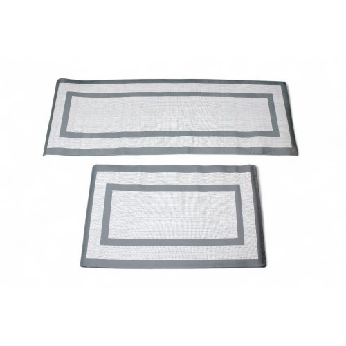 [380078] Set X 2 Alfombras 45 X 75 Cm Y 45 X 120 Cm Gris Con Bordes Grises
