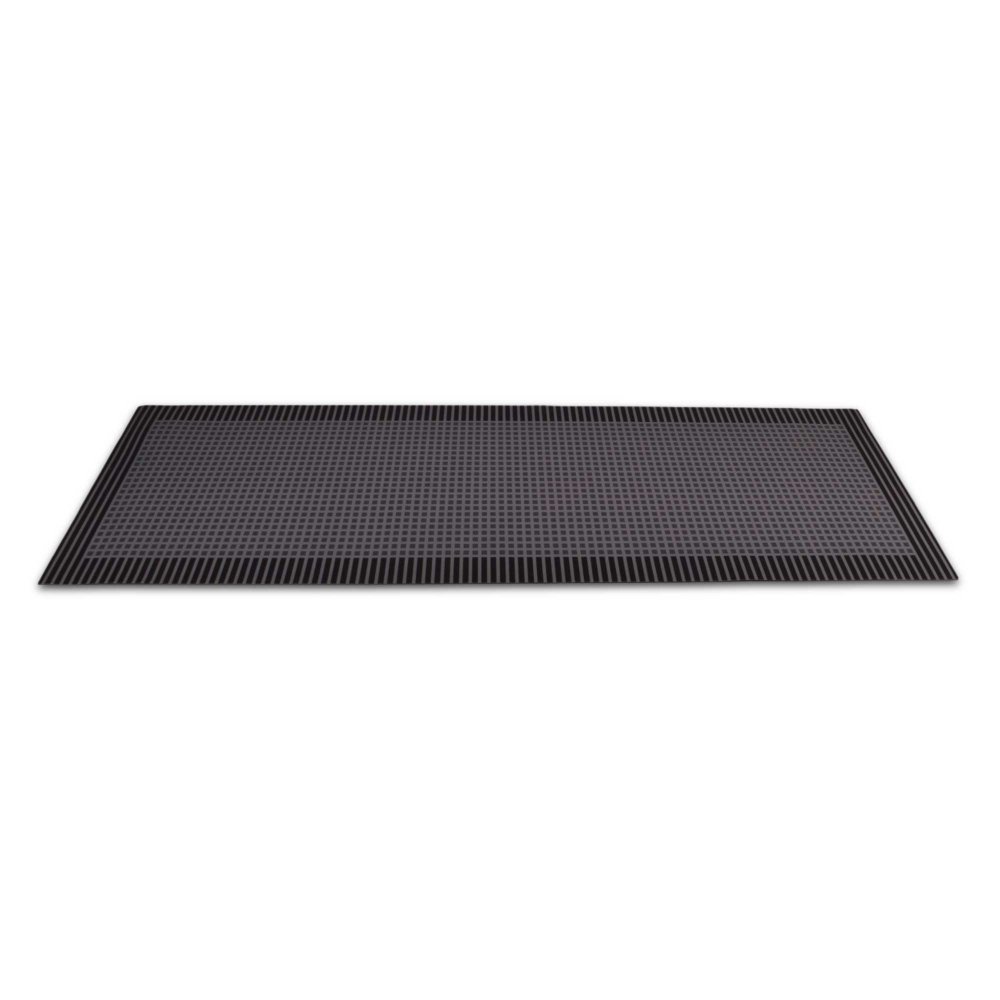 Alfombra 40 X 120 Cm Cuadrillé Gris Y Negro