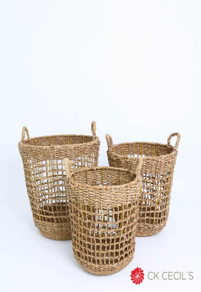 CANASTO C/HIERRO X3 50-45-40CM NATURAL