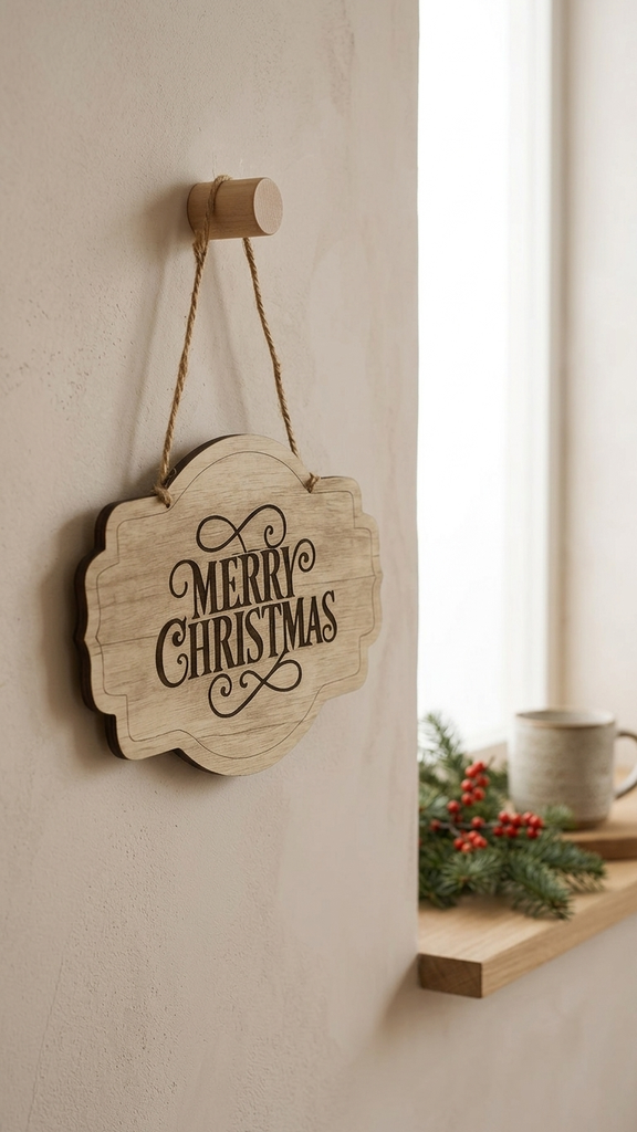 [131982] Cartel De Madera Merry Christmas 30 X 20 Cm Estilo Domingo