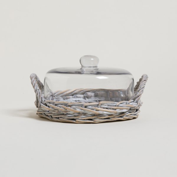 Campana De Vidrio Con Base Salix White 23 Cm