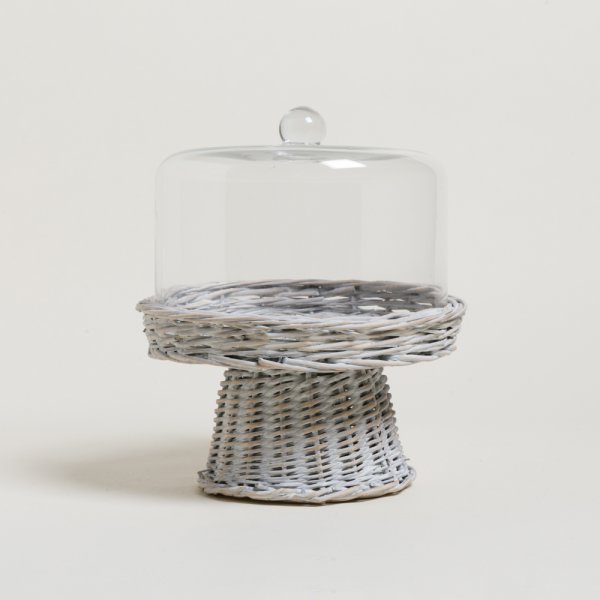 Campana De Vidrio Con Pie Salix White 25 Cm