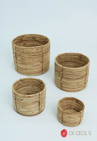 CANASTO SET X 4 24-20-16-12 CM NATURAL