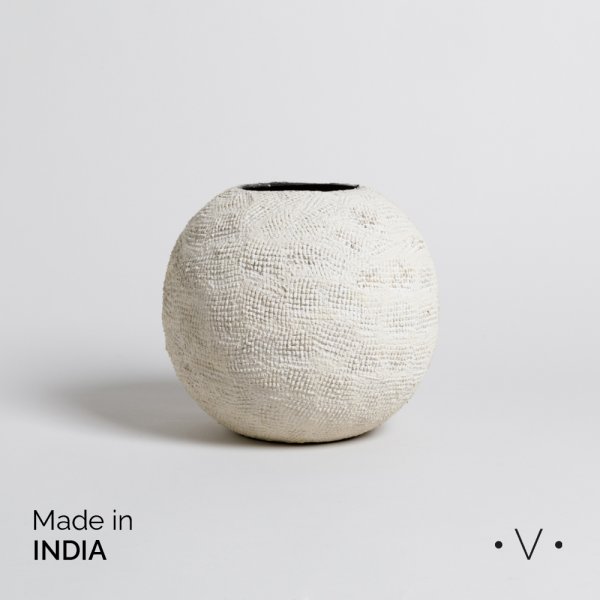 VASIJA REDONDA ODISHA TRAMA 18,5X19,5 CM VASSA HOME