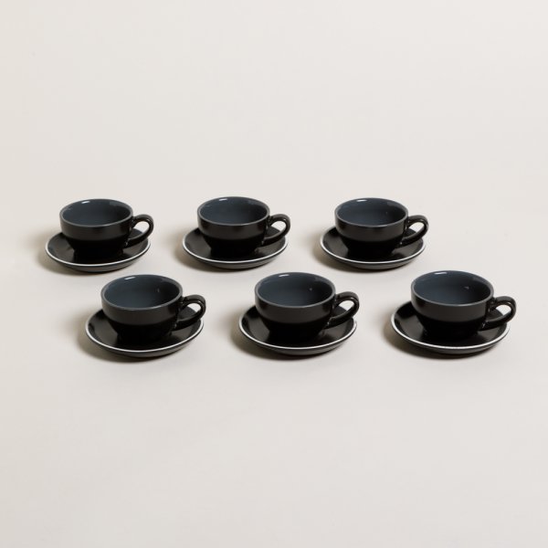 [4111288] Set X 6 Taza Y Plato Barista Black & Grey 90 Ml